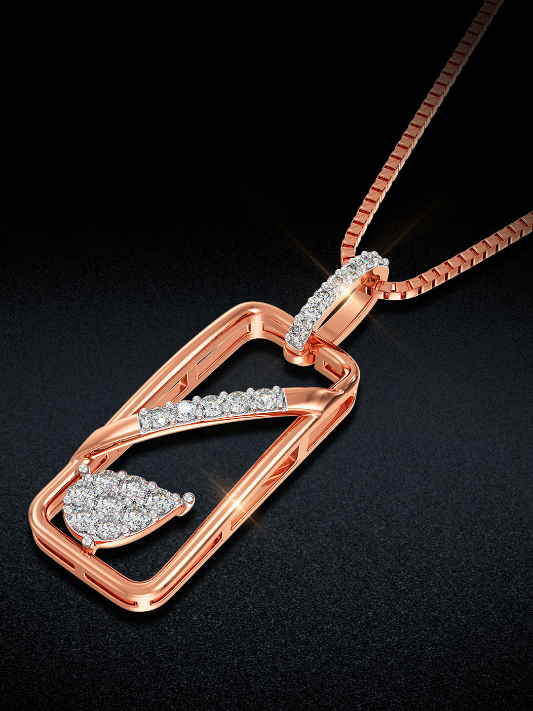 Joyalukkas 18KT Gold Rectilinear Elegance Pendant With Diamonds