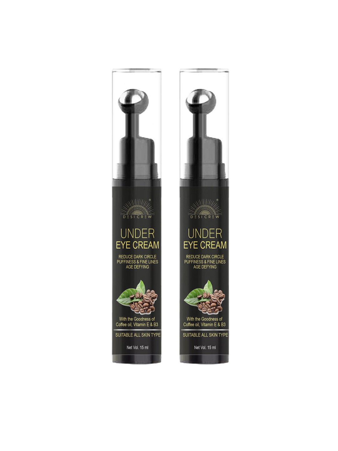 Desi Crew Set Of 2 Under Eye Cream With Vitamin E & Coffee Oil - 15ml Each
