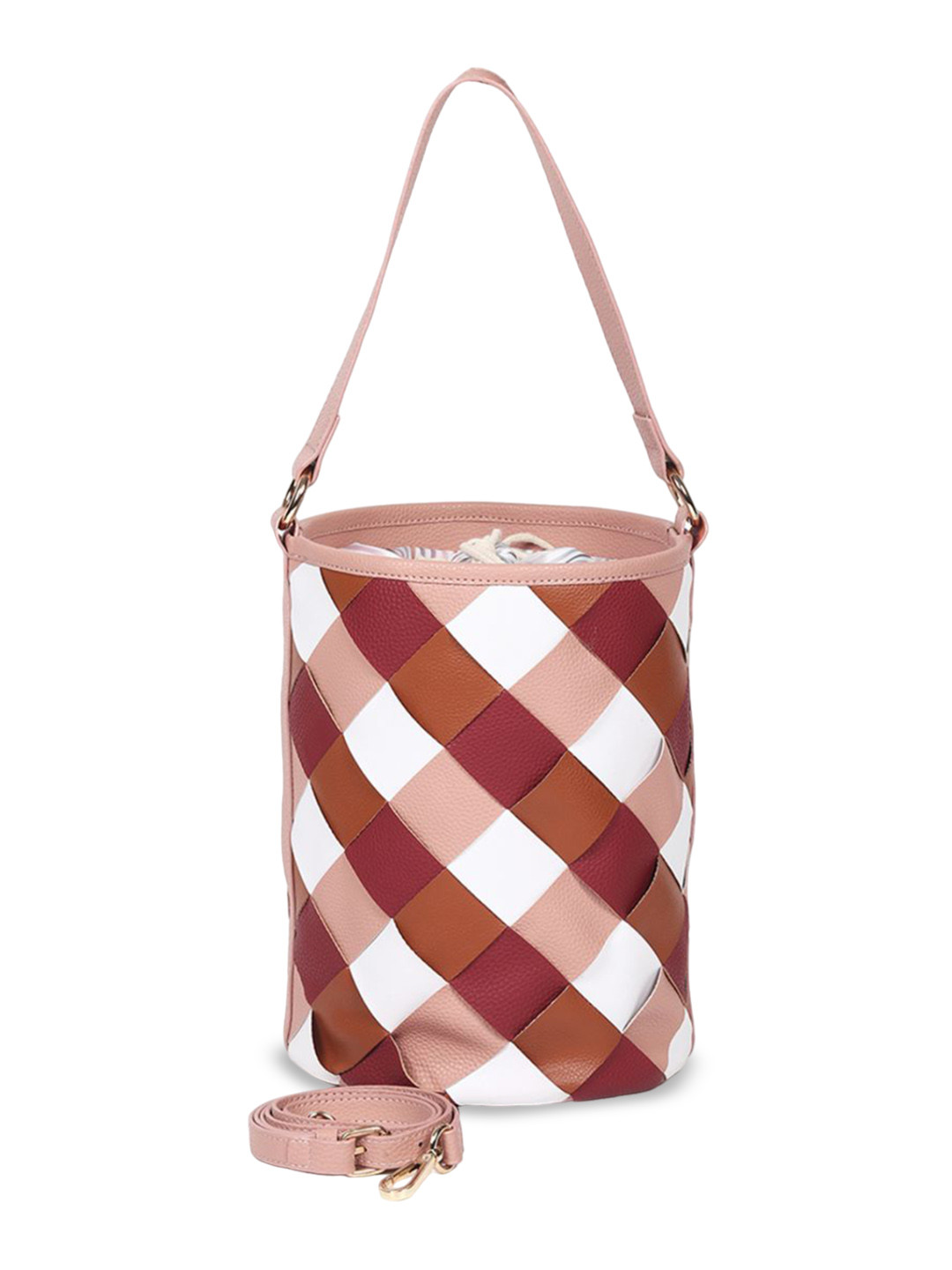 White Lily Checked Printed Structured Shoulder Bag