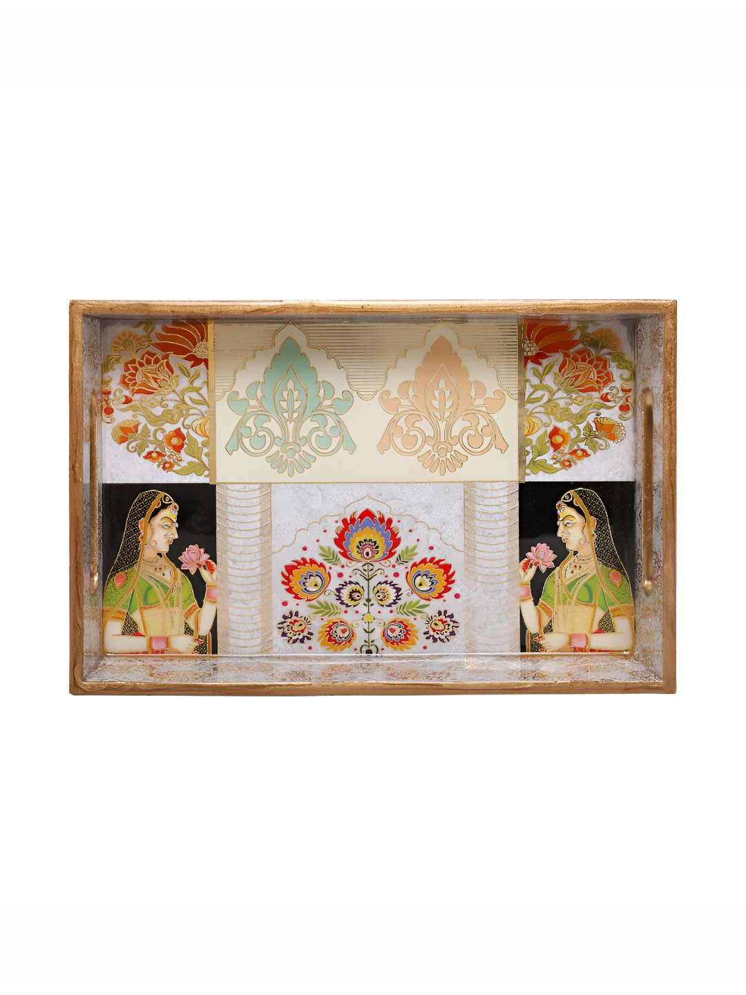 THE HOME CO. Green & White Glass Printed Serving Tray