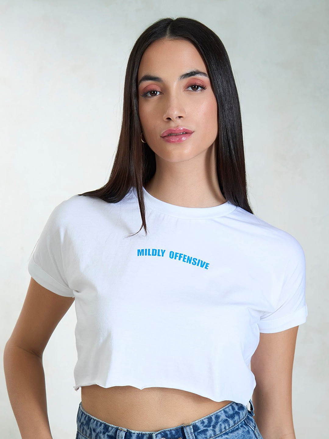 Virgio Pure Cotton Knit Boxy Crop Graphic Tee