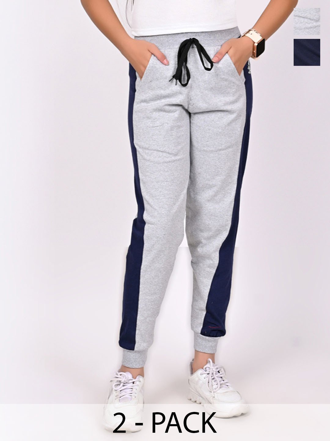 BAESD Girls Pack Of 2 Cotton Mid-Rise Joggers