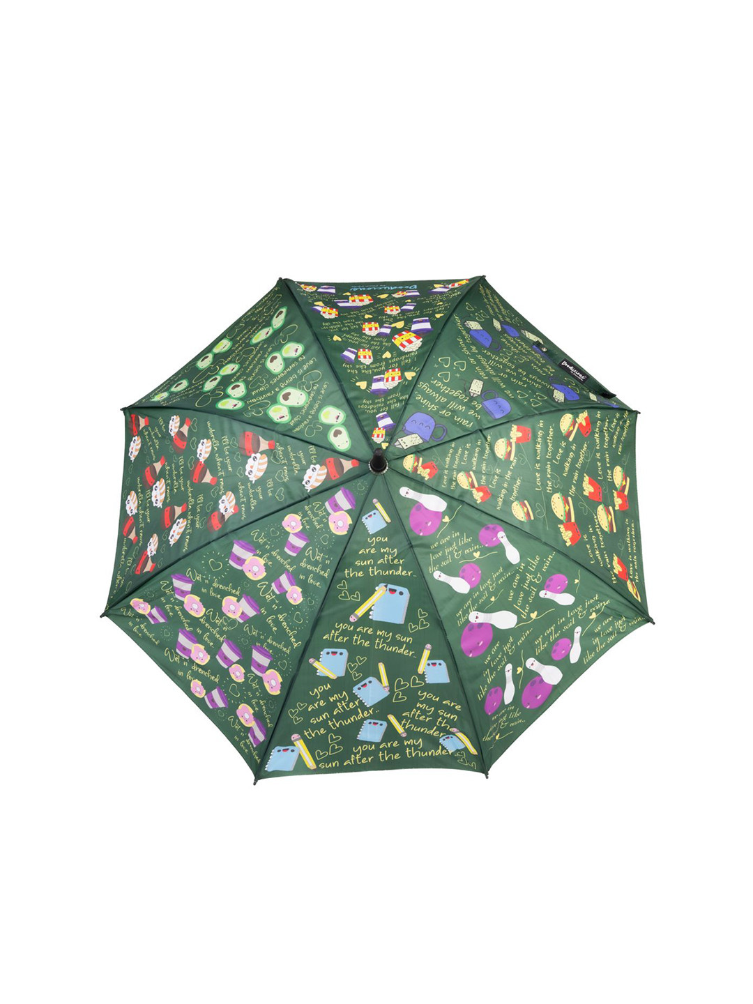 Doodlicious Green & Blue Semi-Automatic Non-Foldable Quirky Umbrella
