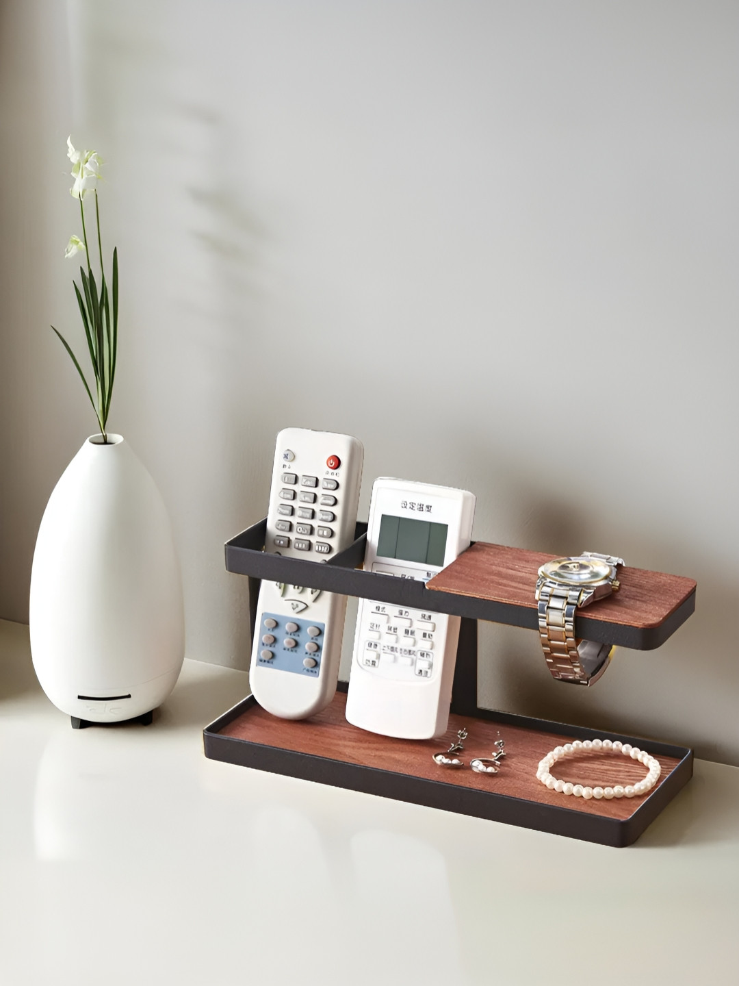 UMAI Brown & Black Remote Holder Desk Organiser