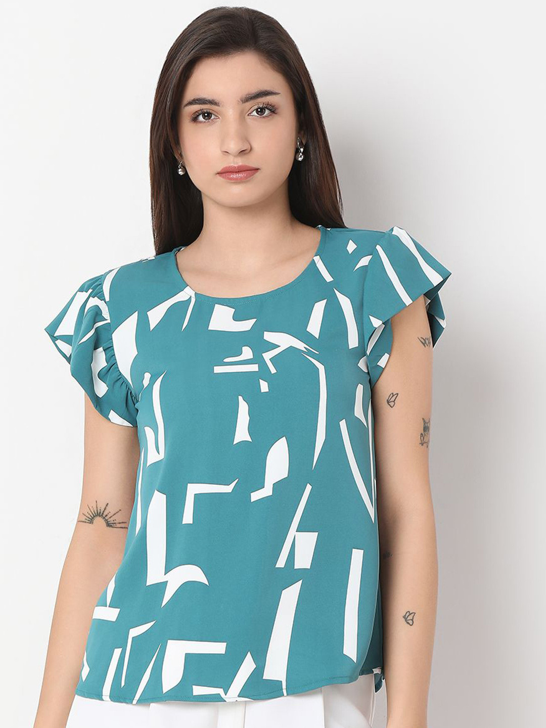 NOT SO PINK Women Self Design Round Neck Top