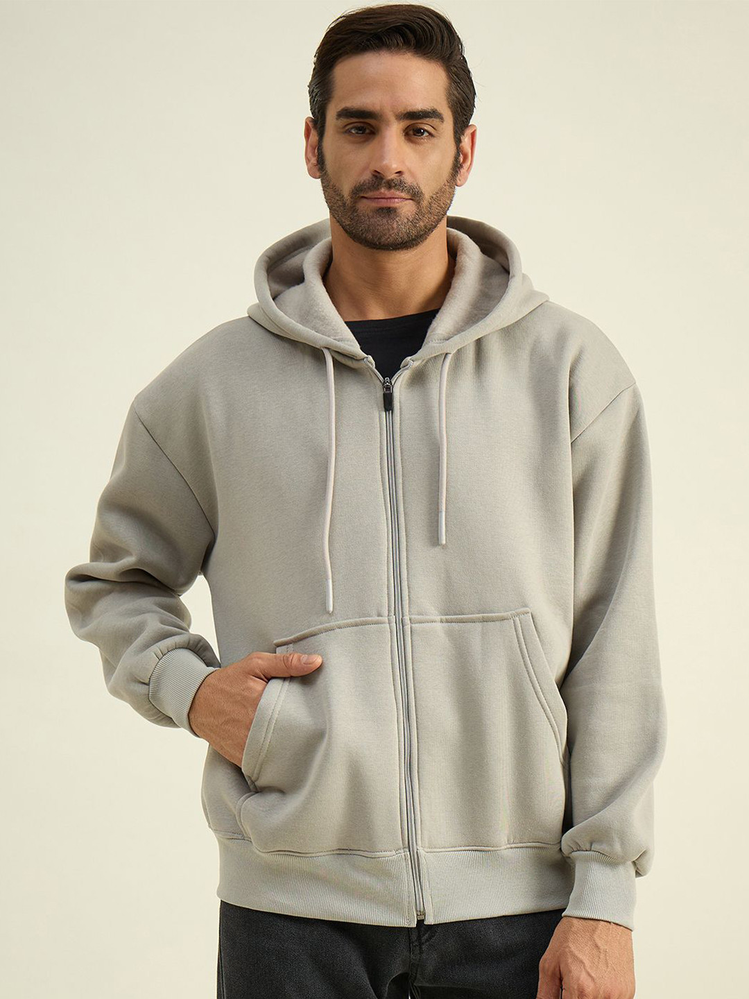 COLOR CAPITAL Unisex Solid Hood Cotton Ribbed Sweatshirt