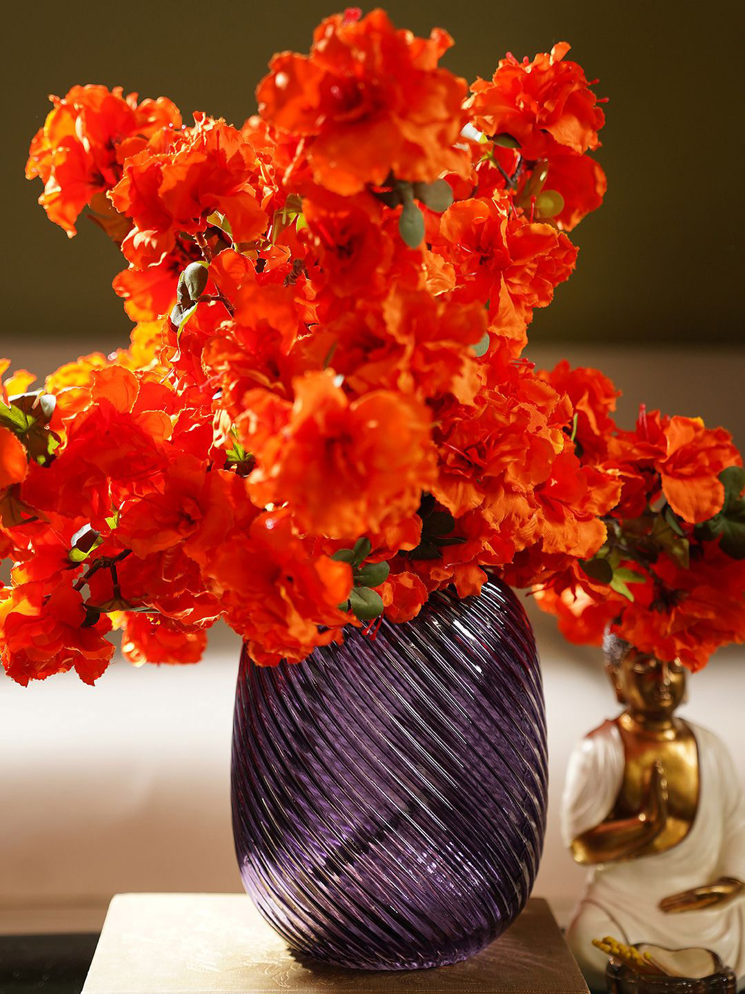 Pure Home and Living Purple Glass Textured Flower Vases