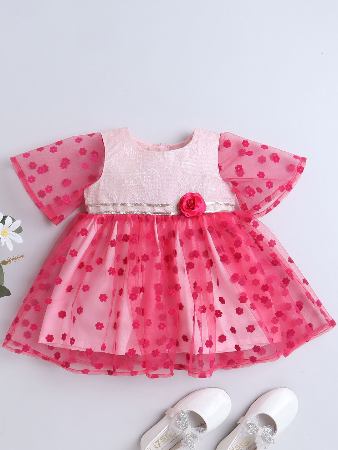 MANY FROCKS & Girls Floral Design Fit & Flare Dress