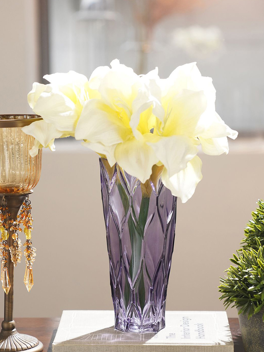 Pure Home and Living Purple Trellis Textured Glass Vase