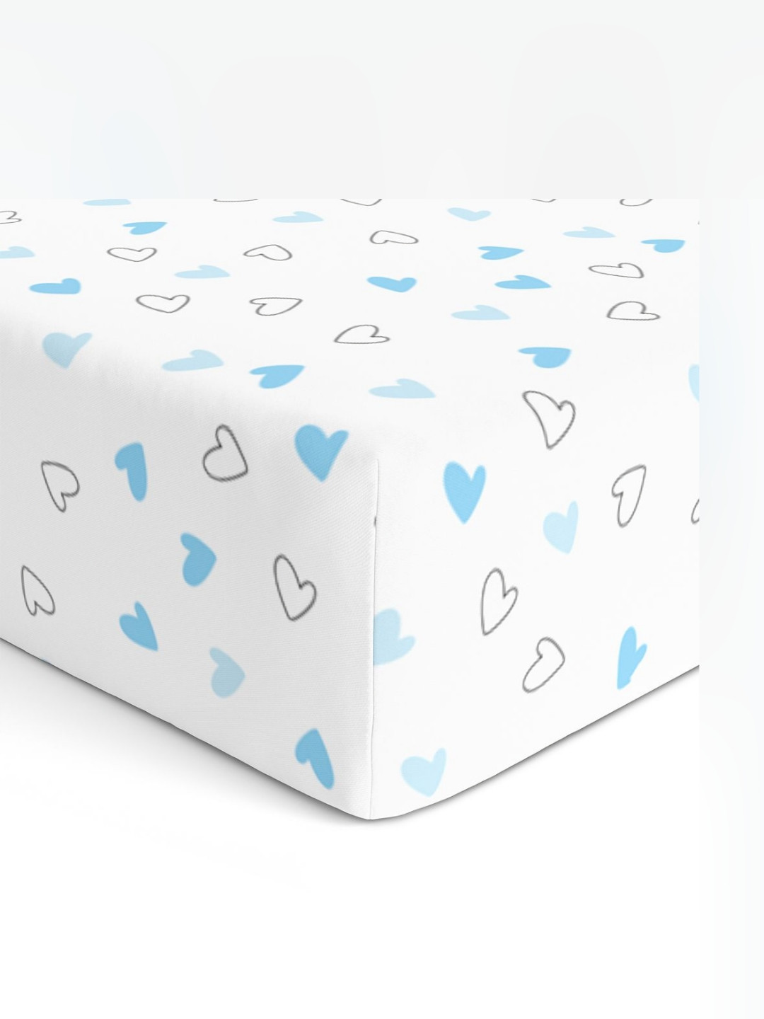 The White Cradle Heart Blue Geometric Cotton Skin-Friendly 120 TC Fitted Crib Bedsheet -96 x 60 x 15 cm