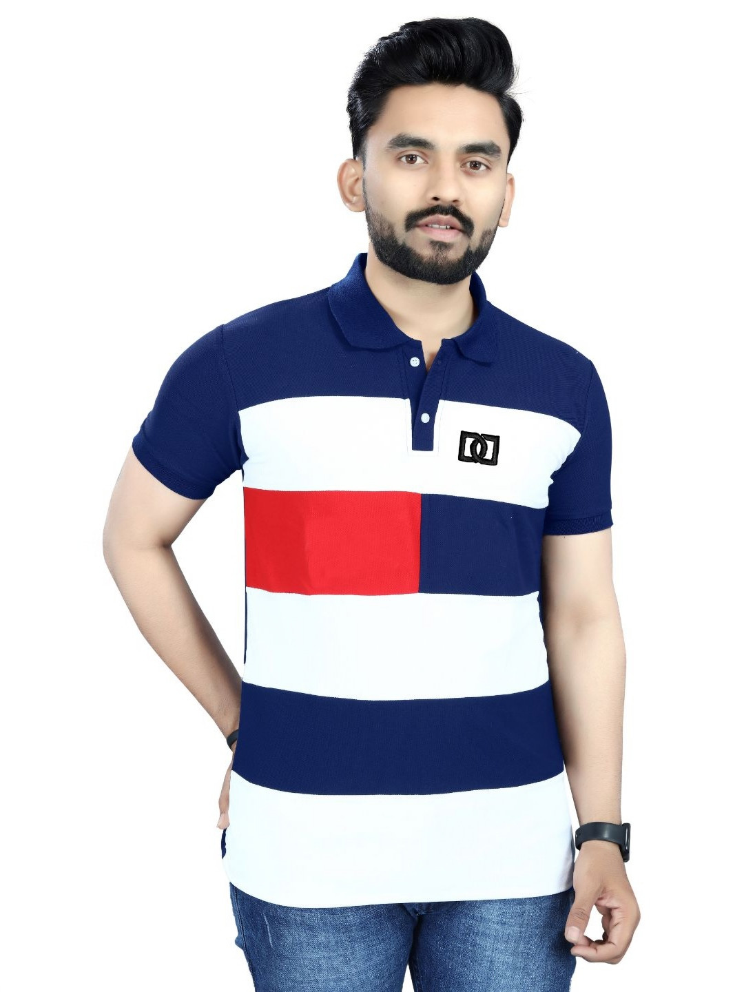 DYRECTDEALS Men Colourblocked Polo Collar T-shirt