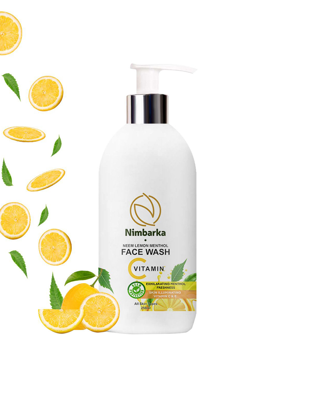 Nimbarka Neem Lemon Menthol Face Wash with Vitamin C & E for All Skin Types - 250ml
