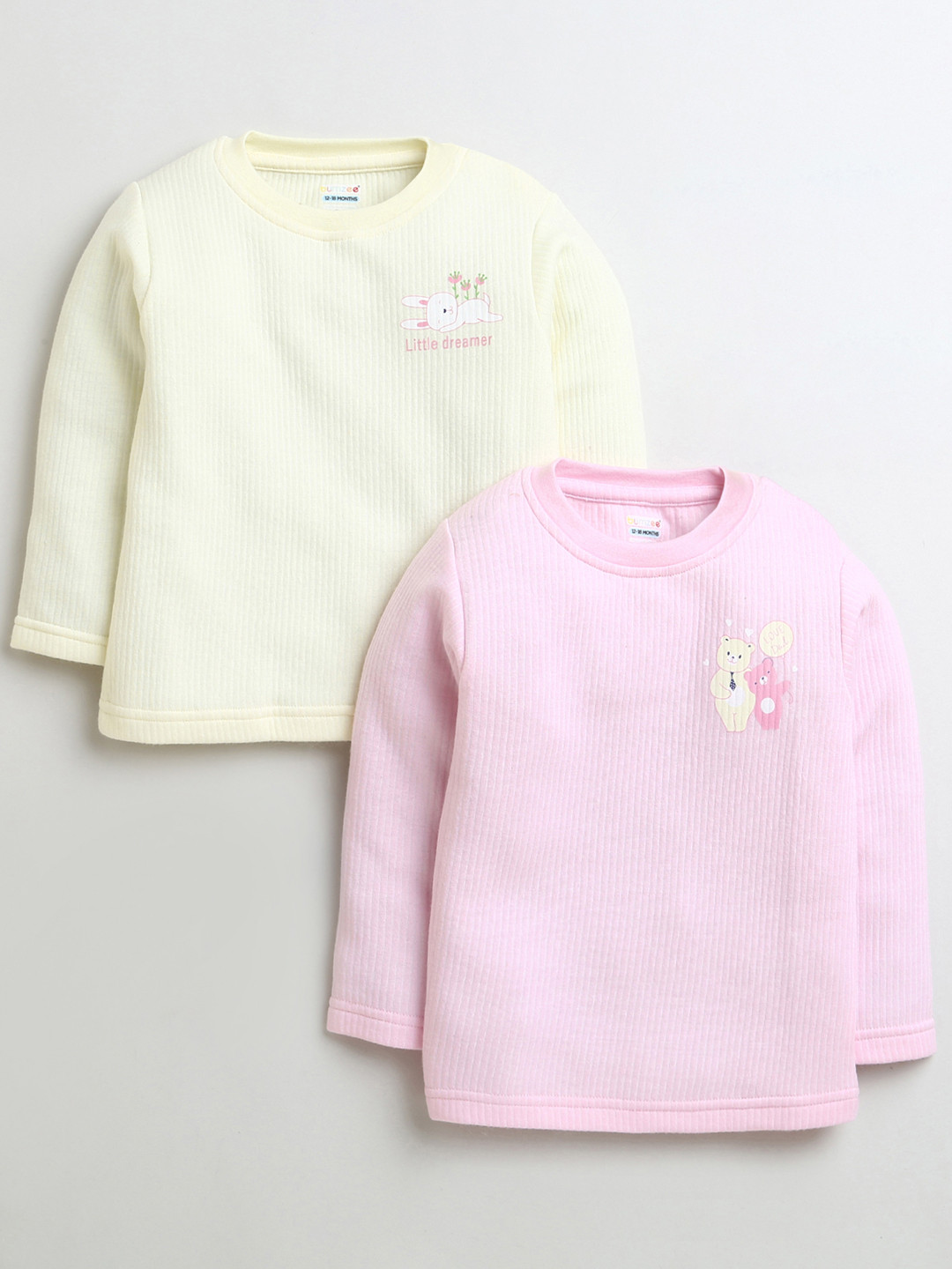 BUMZEE Girls Pack Of 2 Ribbed Cotton Thermal Tops