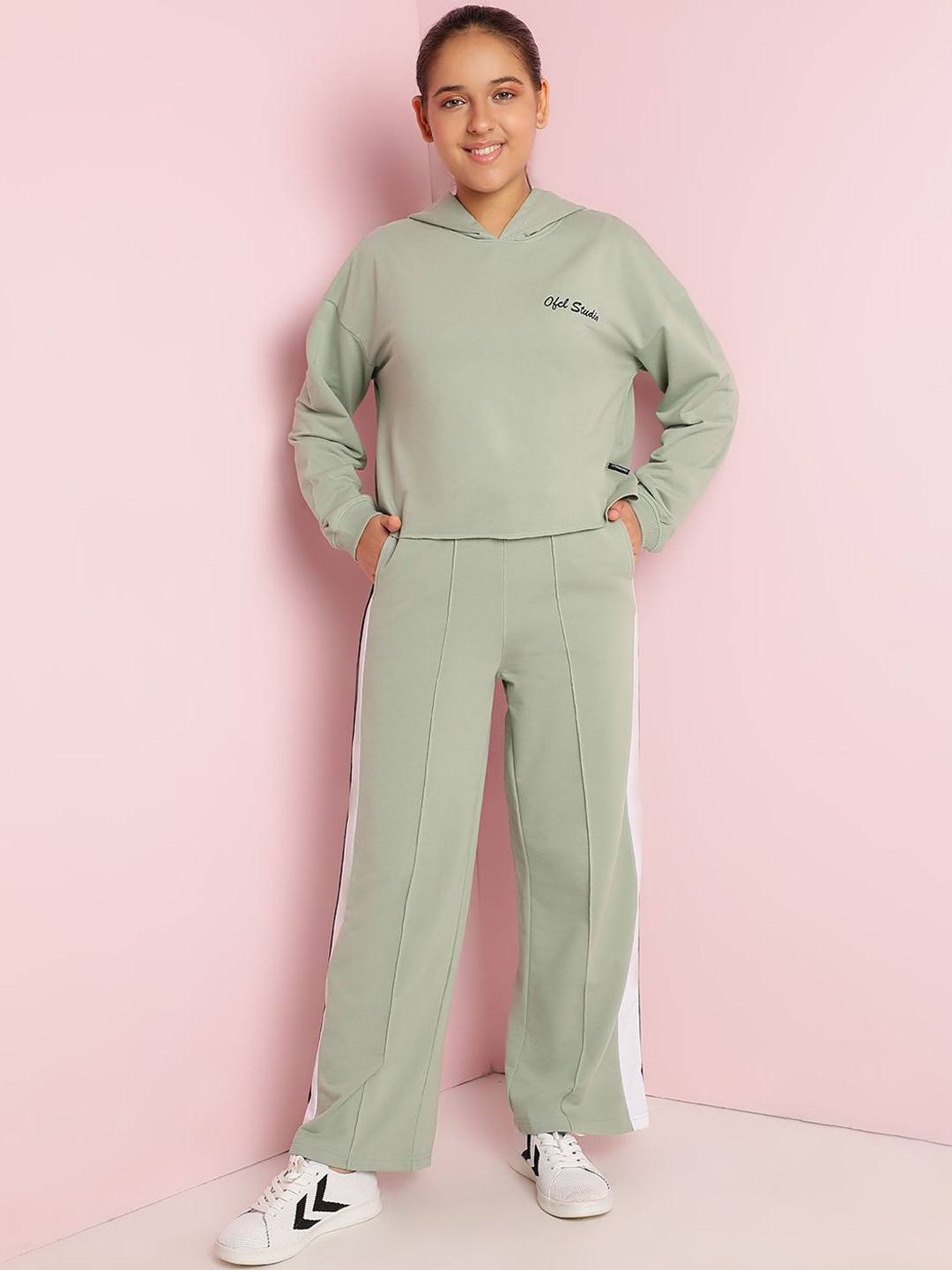Lil Tomatoes Girls Solid Hooded Cotton Tracksuits