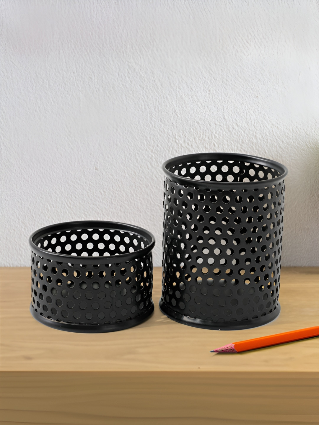 UMAI Black 2 Pieces Metal Pen Holder Desk Organisers