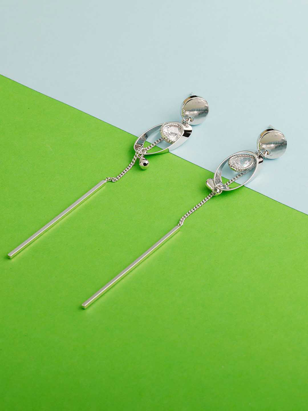 Silver Shine Contemporary Drop Earrings