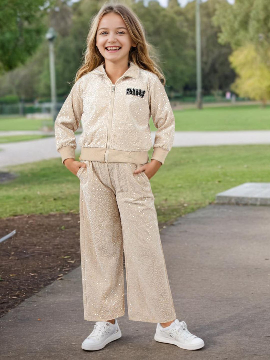 INCLUD Girls Embellished Coat with Trouser