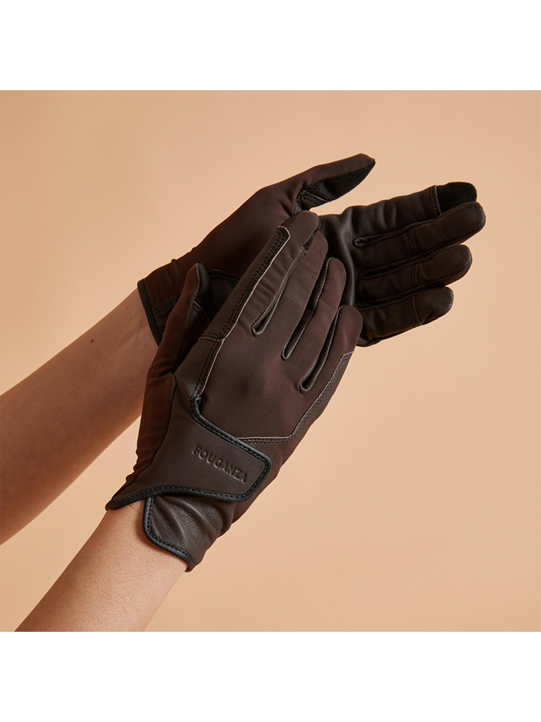 Decathlon FOUGANZA - Men Brown Beginner Horse Riding Gloves