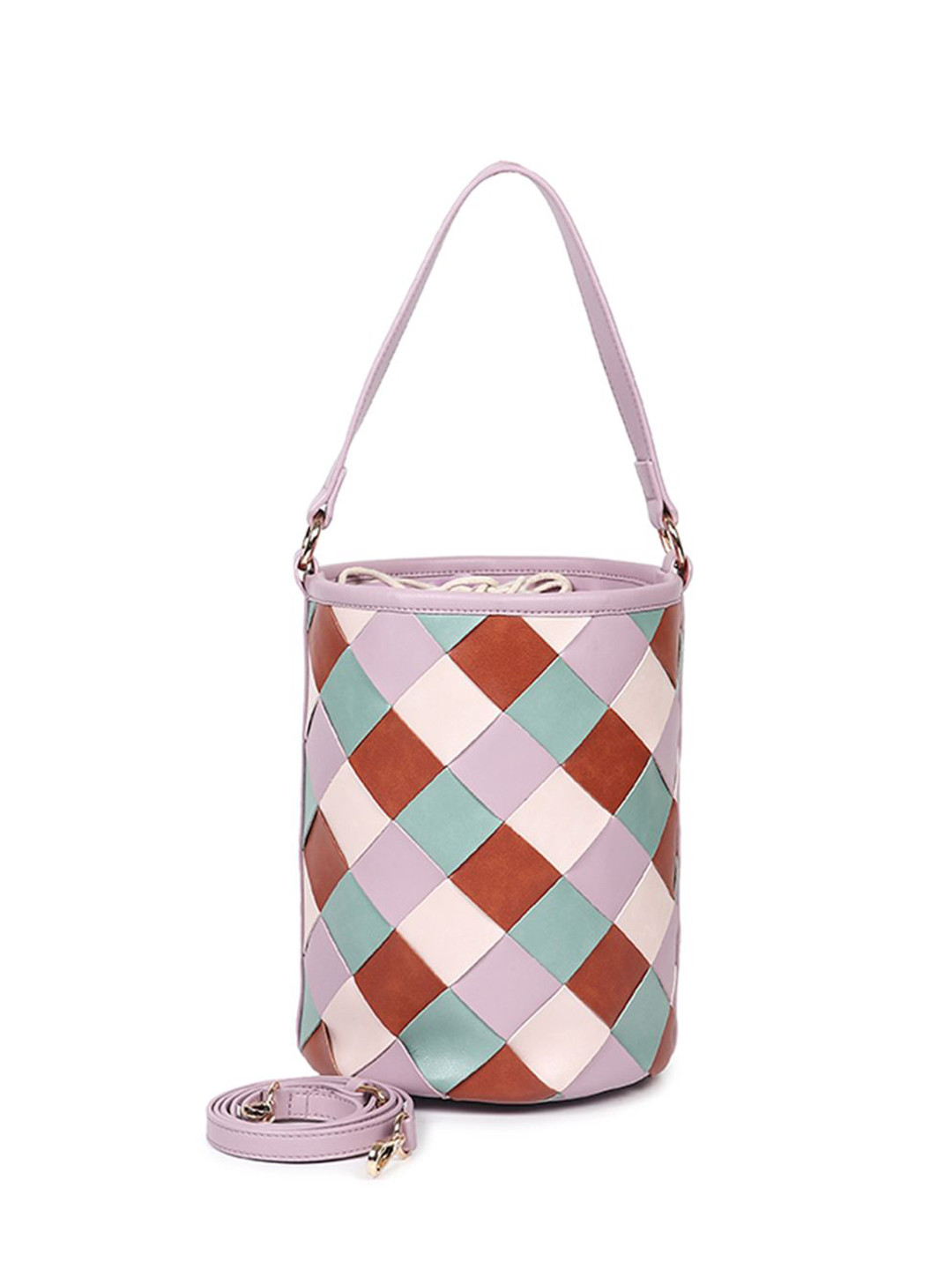 White Lily Checked Printed Structured Shoulder Bag