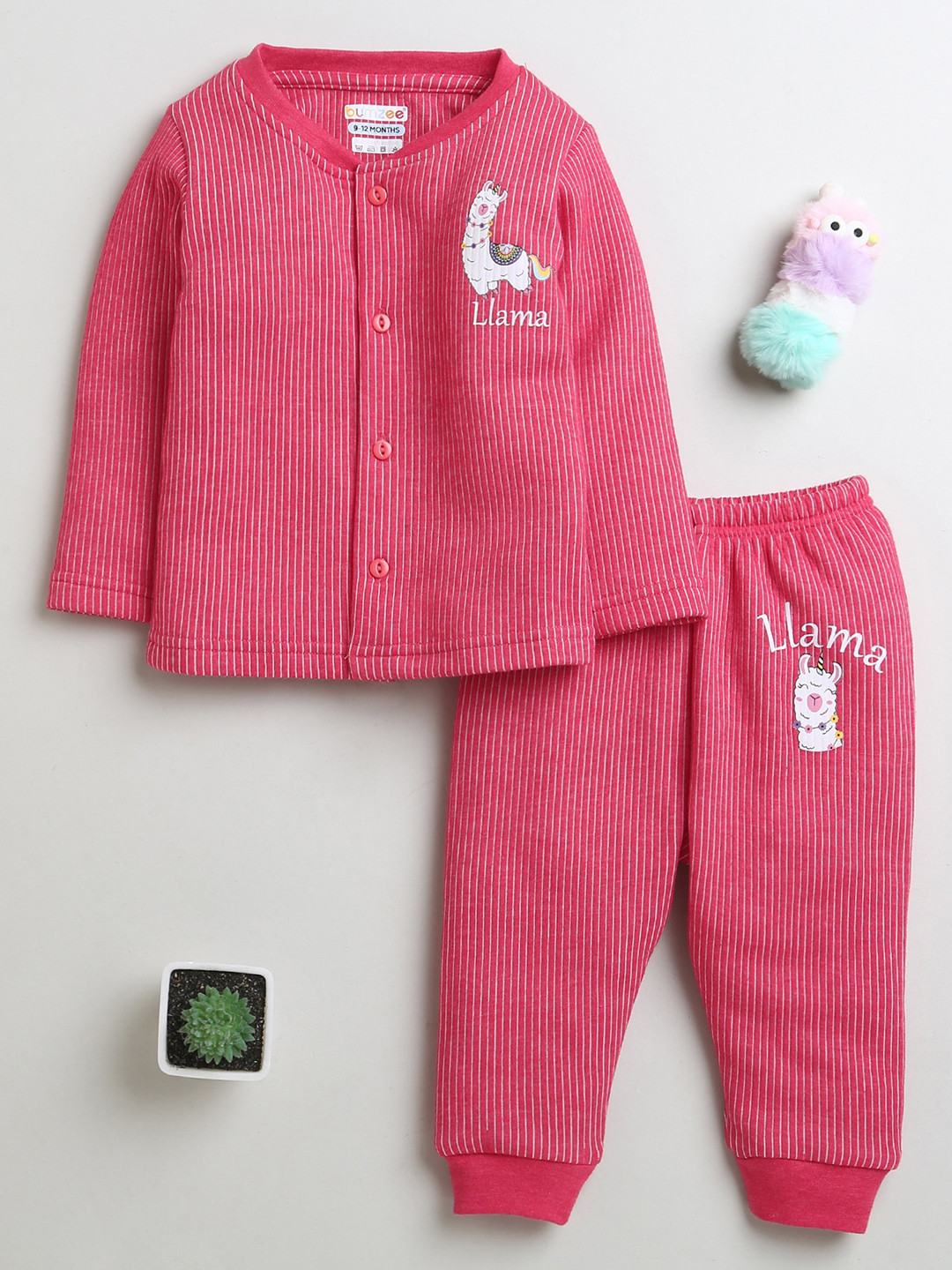BUMZEE Girls Striped Cotton Thermal Set