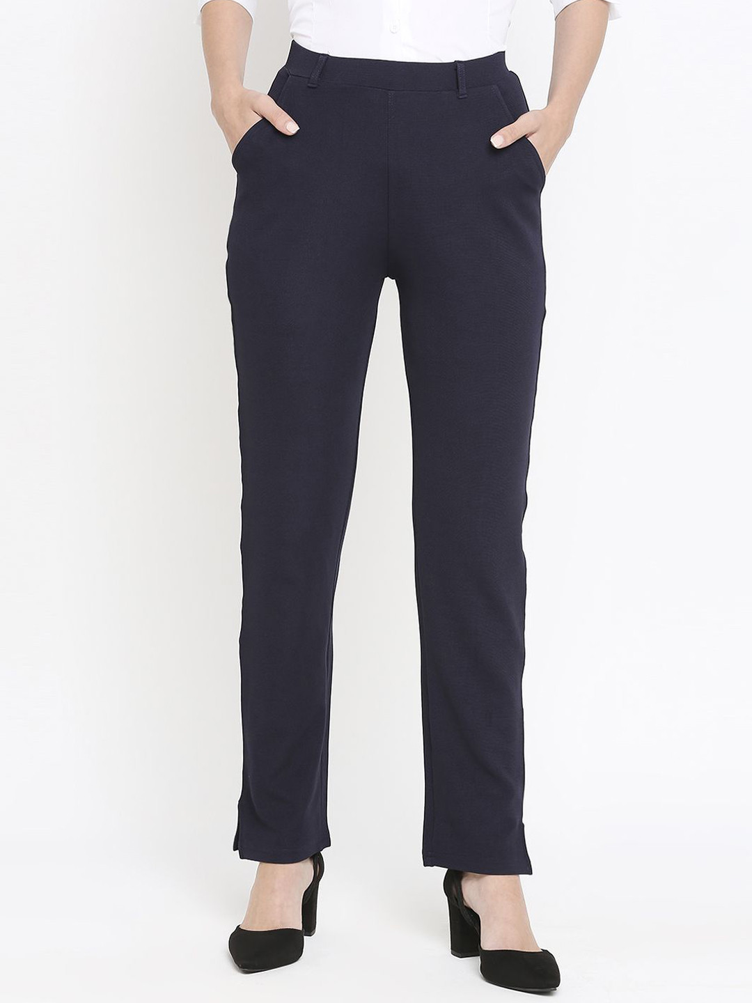 Smarty Pants Women Relaxed Straight Leg Straight Fit Easy Wash Formal Trouser