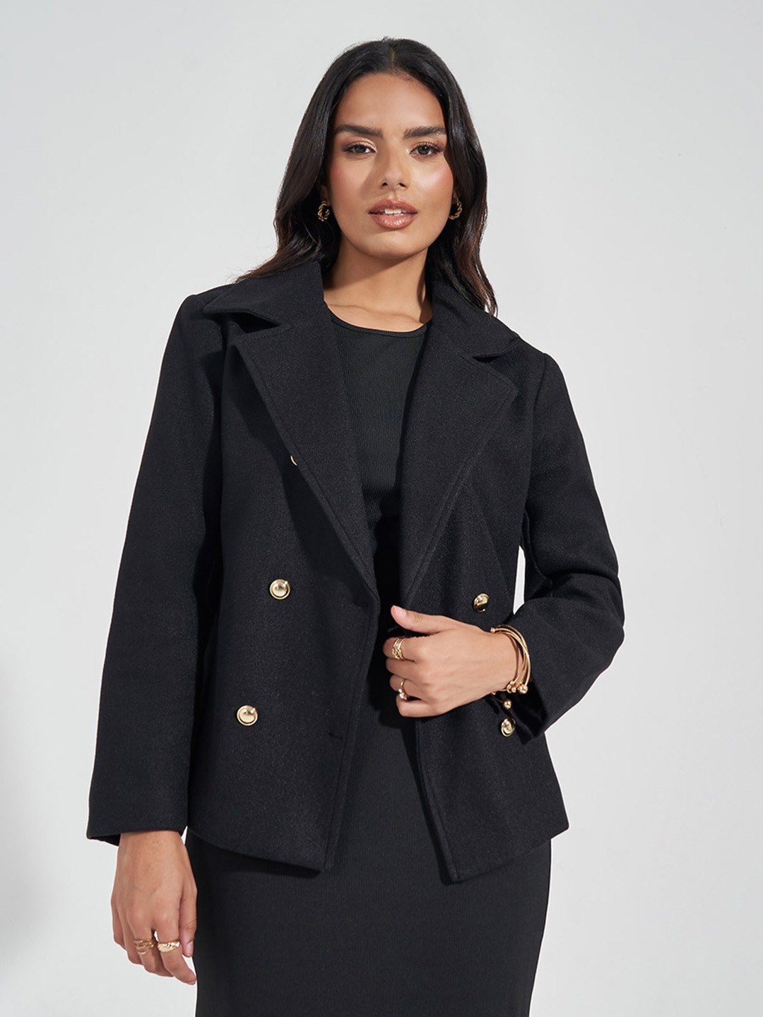 Styli Women Regular Fit Regular Length Wool Like Coat