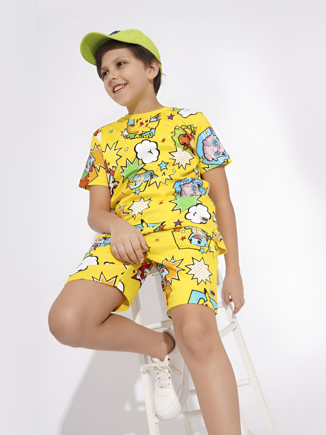 Jack & Jones Junior Boys Pokemon Graphic Printed Round Neck Cotton T-shirt