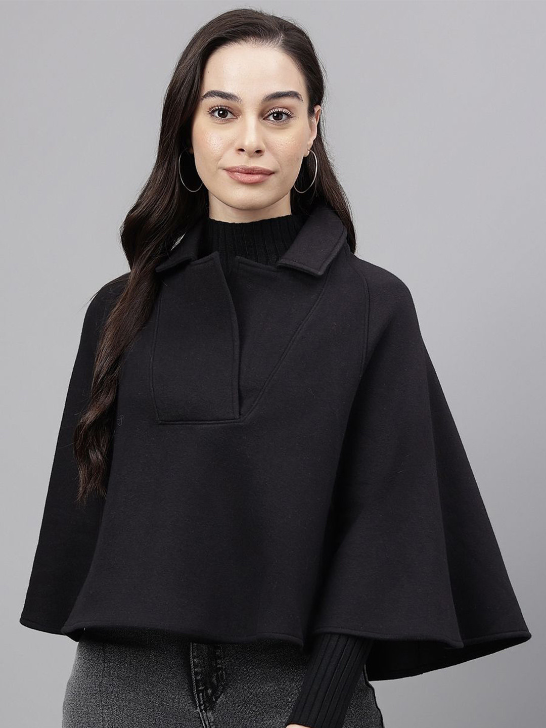 Xpose Women Solid Lapel Collar Wool Pullover Sweater