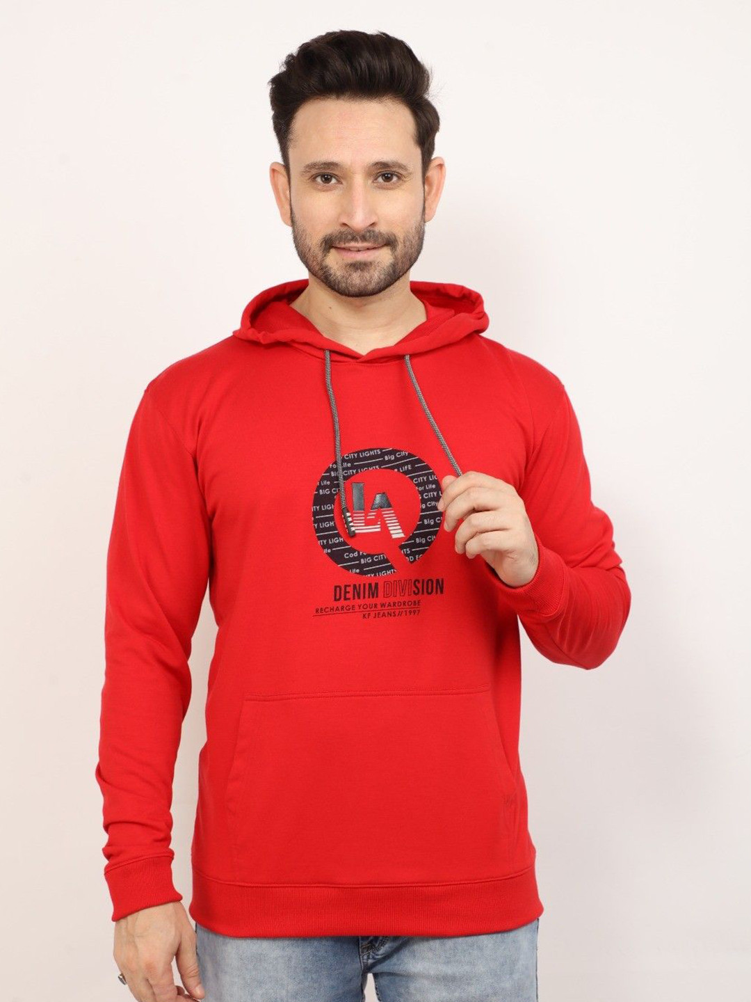 Klub Fox Men Graphic Printed Hood Cotton Pullover Sweatshirt