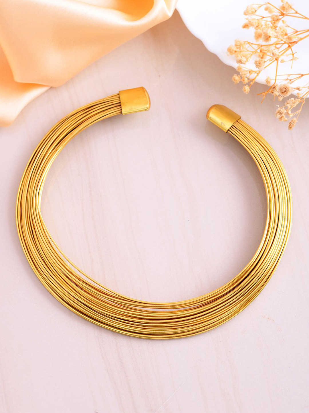 Shoshaa Gold-Plated Multilayer String Choker Necklace