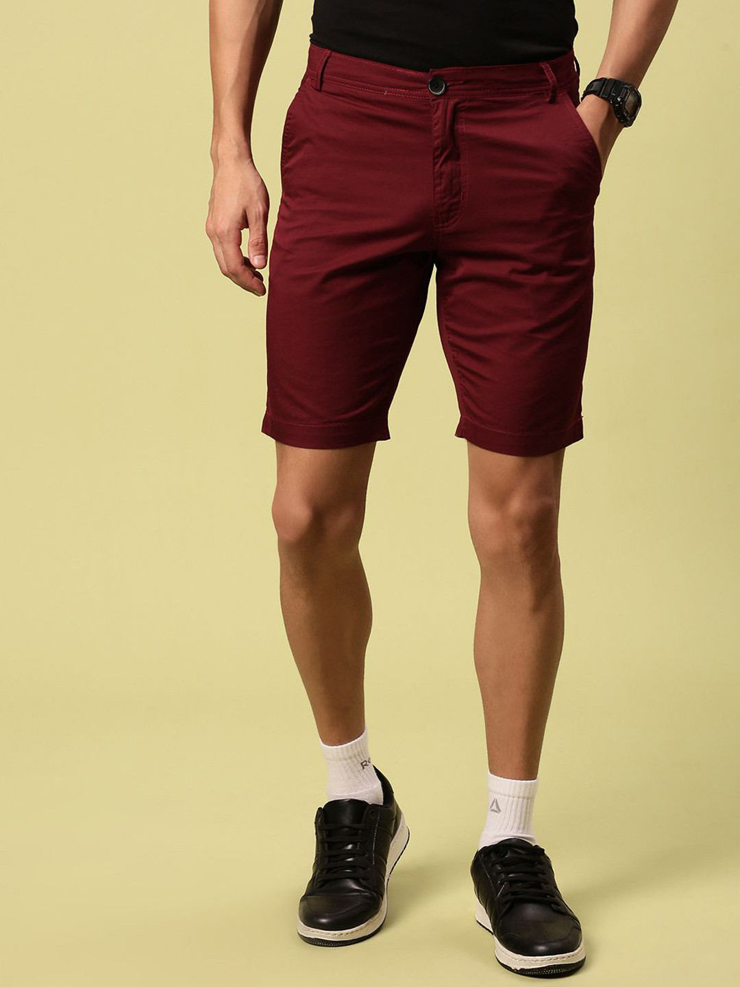 Urban Dog Men Solid Cotton Chino Shorts