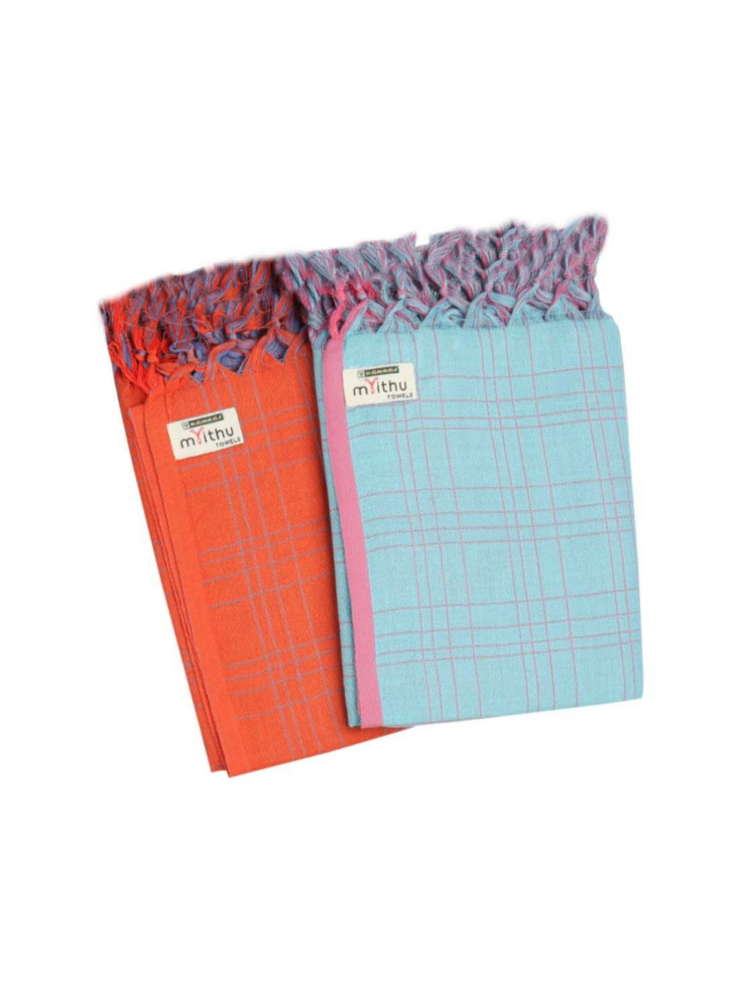 Ramraj Assorted Checkered Cotton 170GSM Super Soft 2PCs Adult Regular Bath Towel-59x33In
