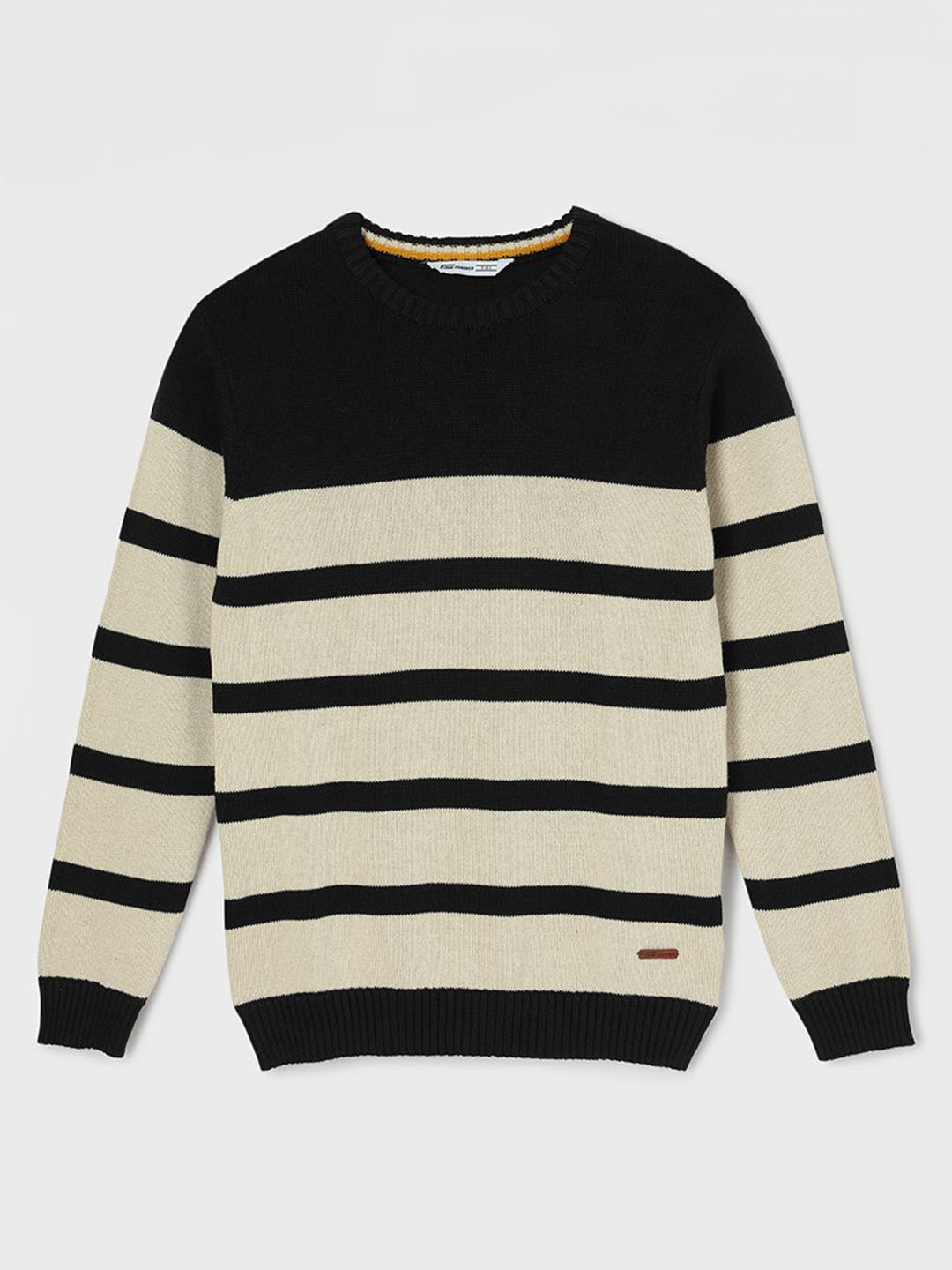 Fame Forever by Lifestyle Boys Striped Round Neck Cotton Pullover Ribbed Sweater