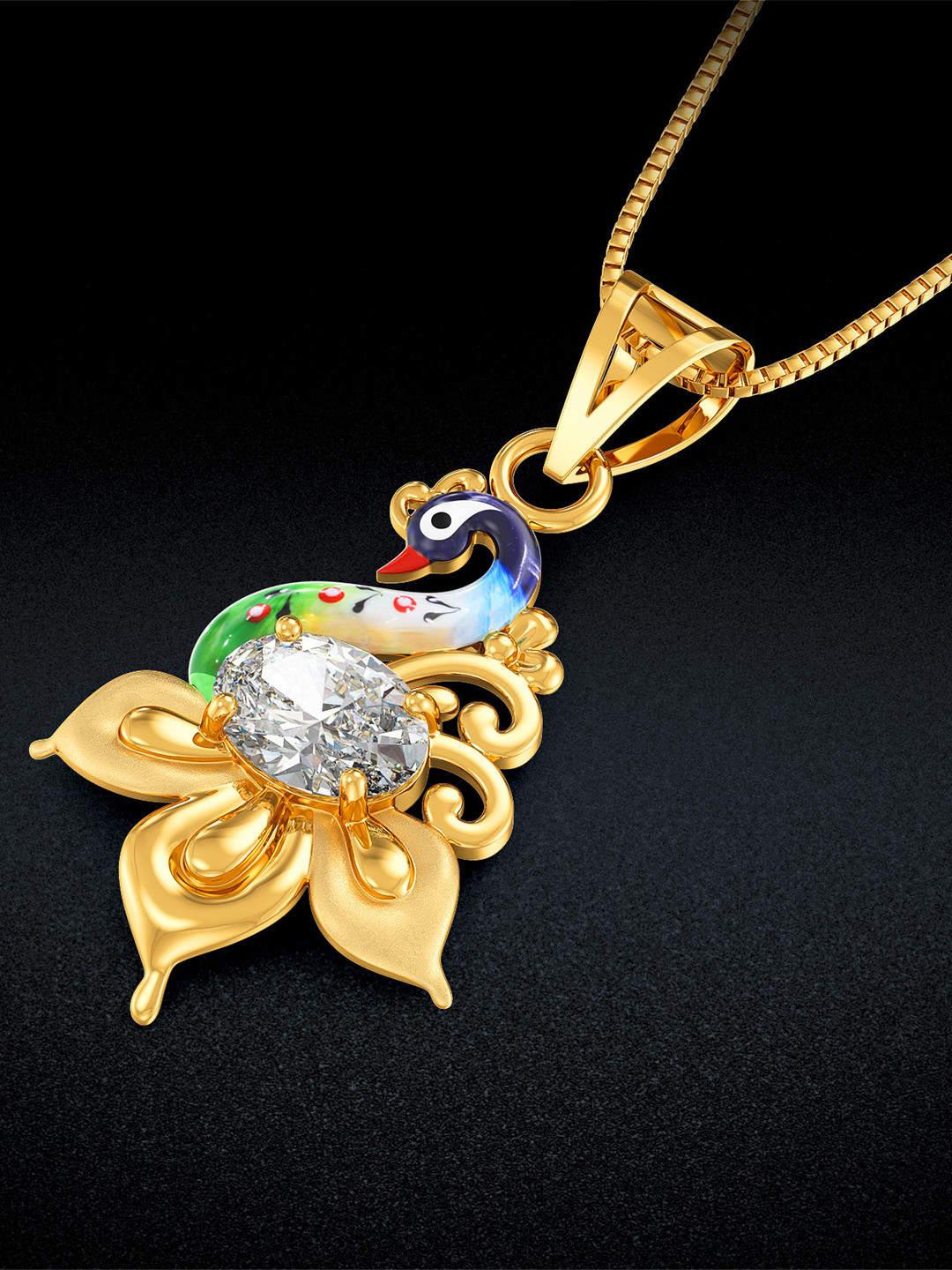 Joyalukkas 22KT Peacock Elegance Pendant Gold - 2.847 Gm