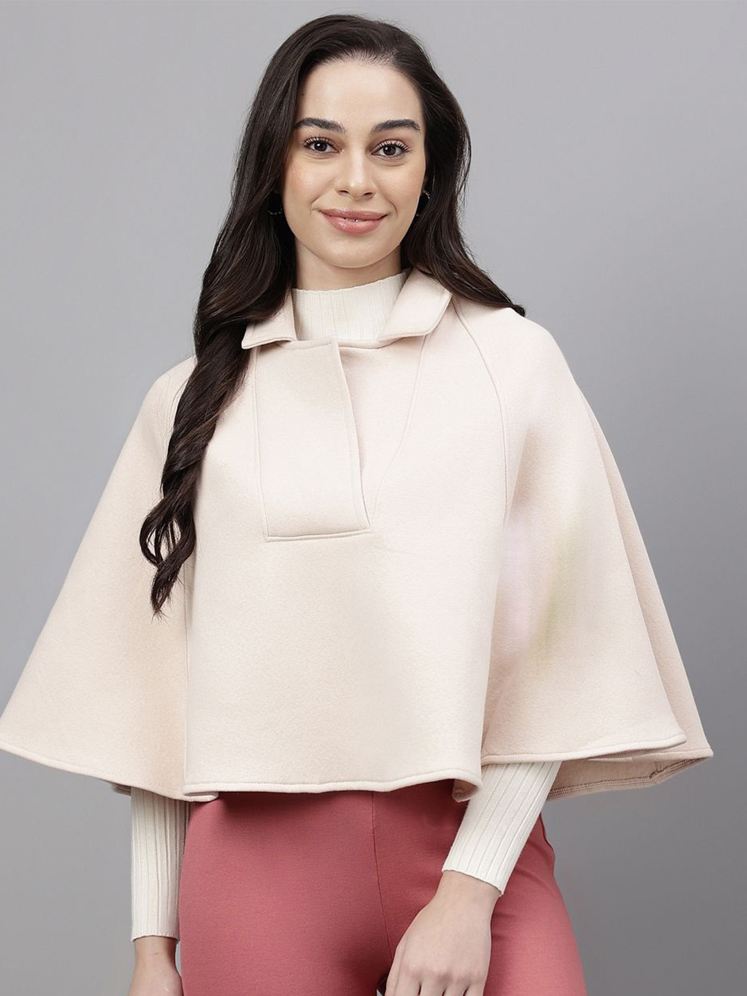 Xpose Women Solid Lapel Collar Wool Pullover Sweater