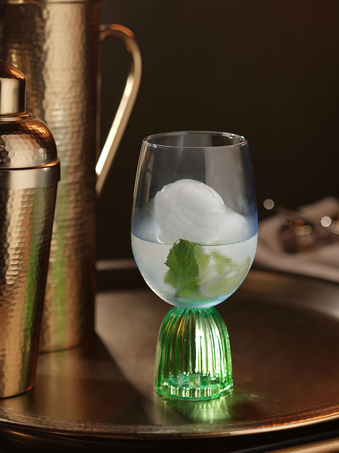 Pure Home and Living Blue & Green 2 Pieces Wine Glass