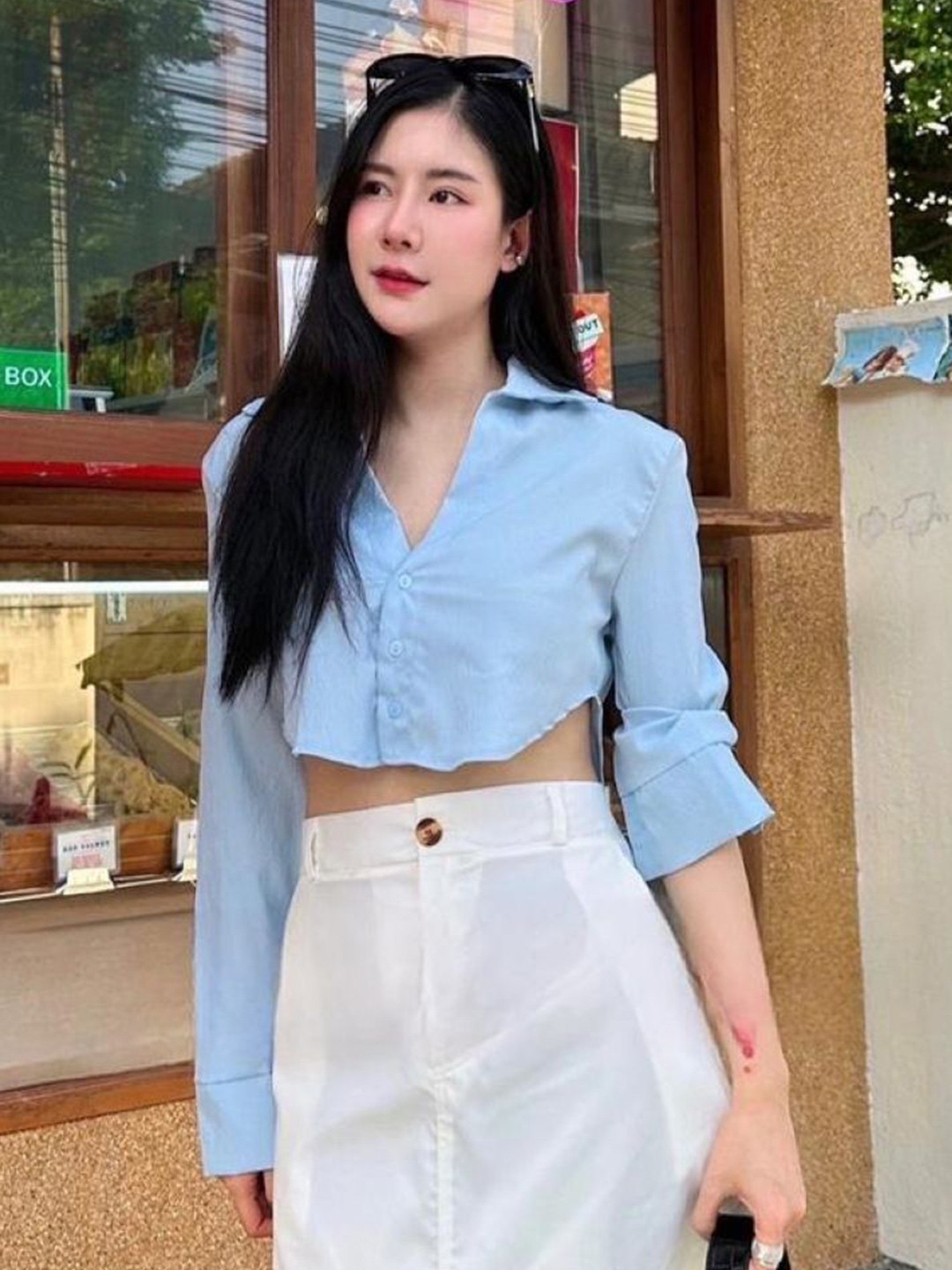StyleAsh Women Spread Collar Solid Casual Shirt