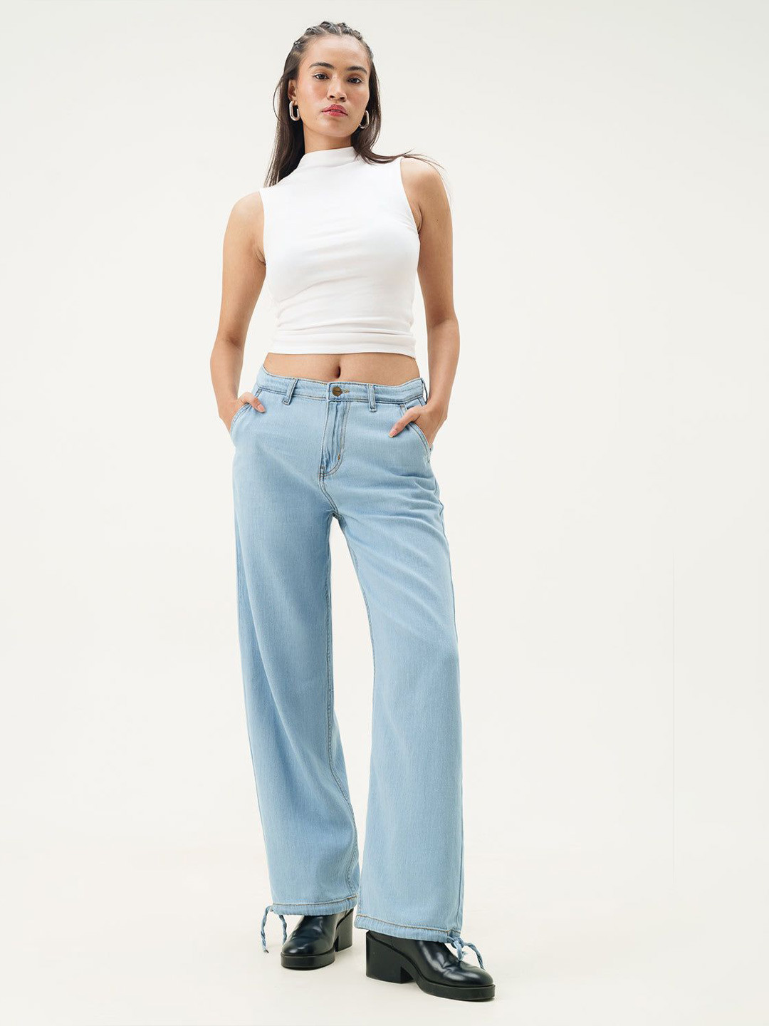 FREAKINS Seoul Breeze Denim Korean Pants