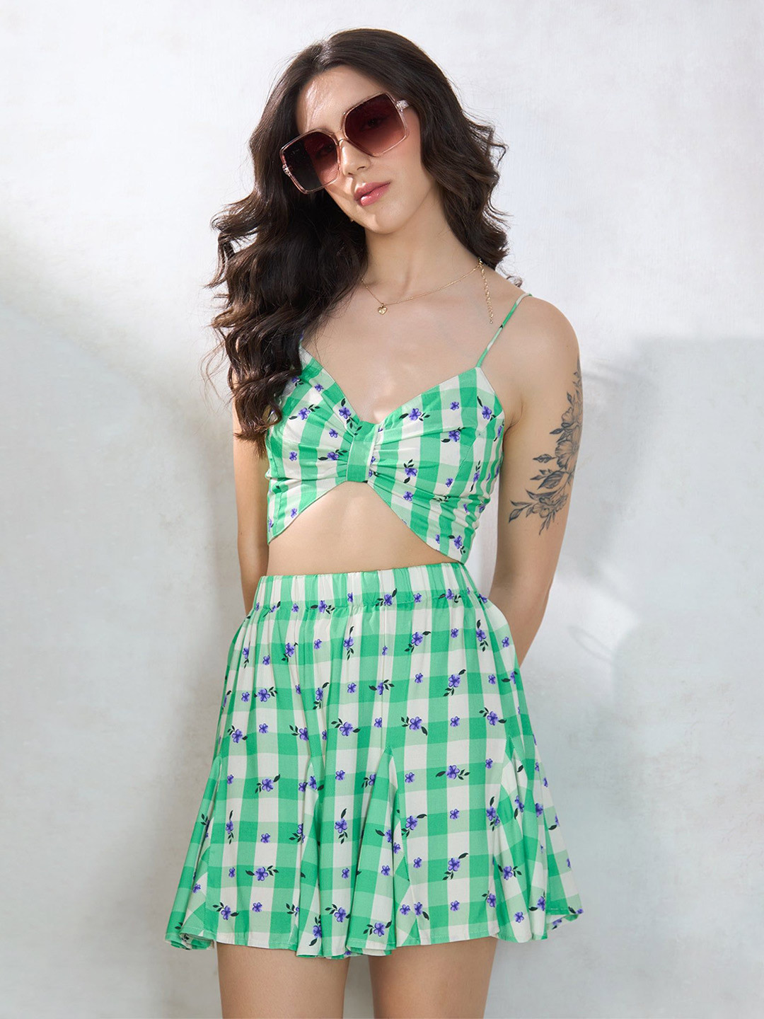 Virgio Pure Modal Printed Godet Mini Skirt