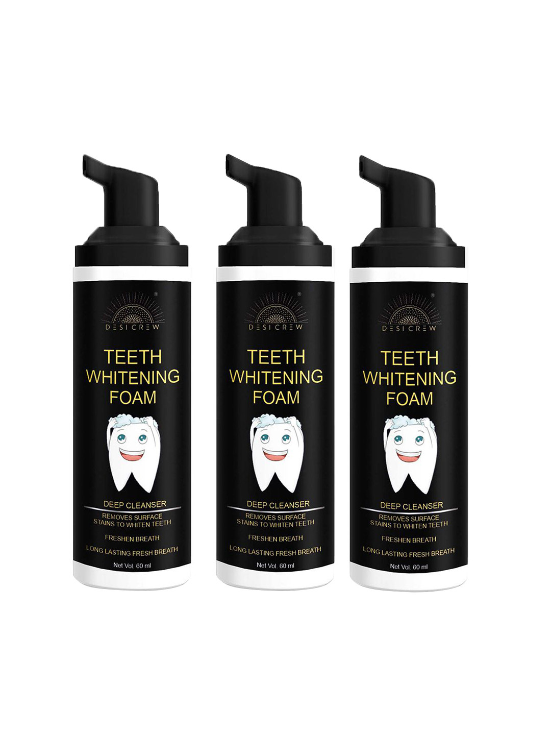 Desi Crew Set Of 3 Teeth Whitening Foam - 60 ml Each