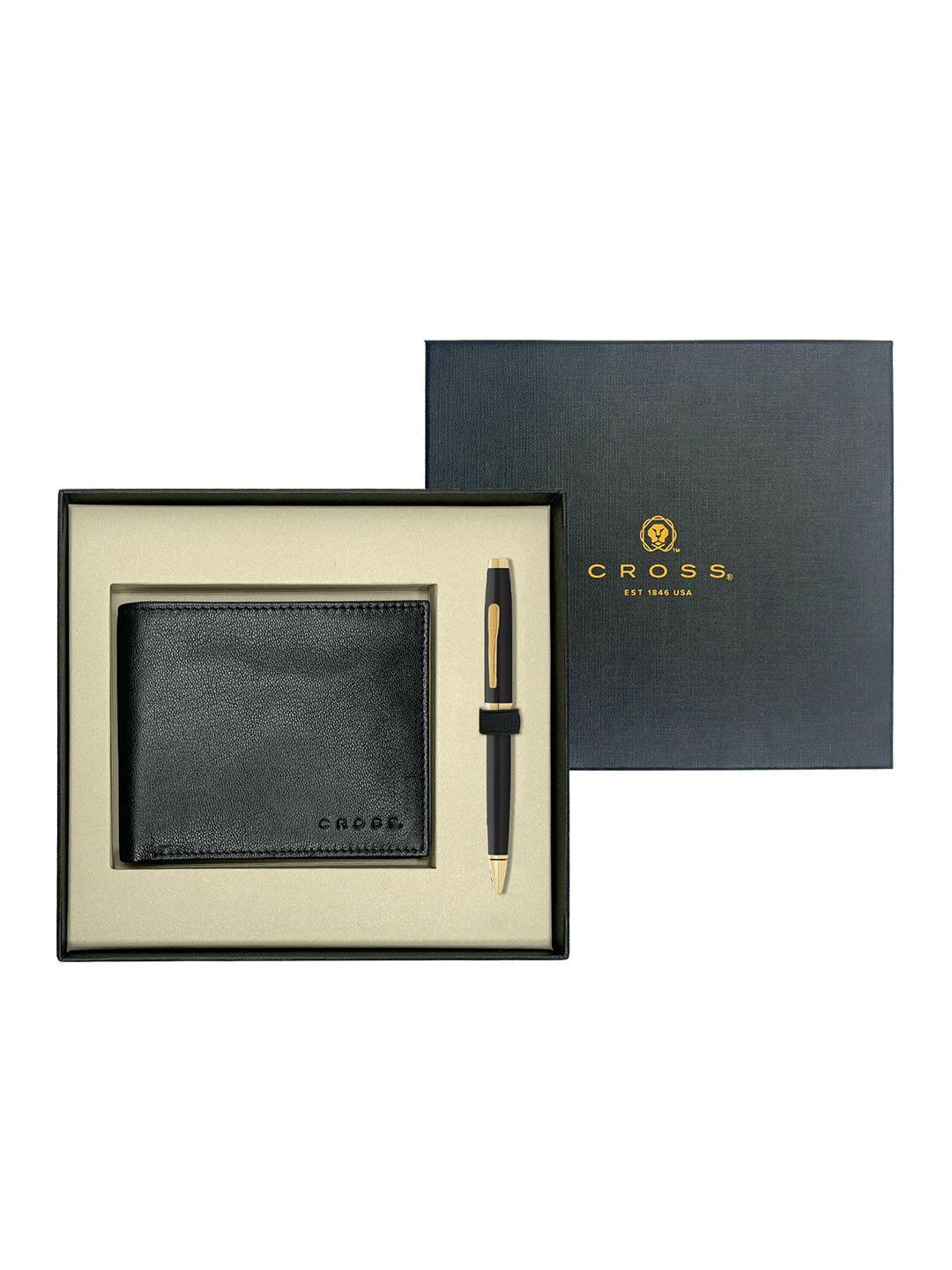 Cross Black Medalist Ball Point Pen and Card Wallet Accessory Gift Set