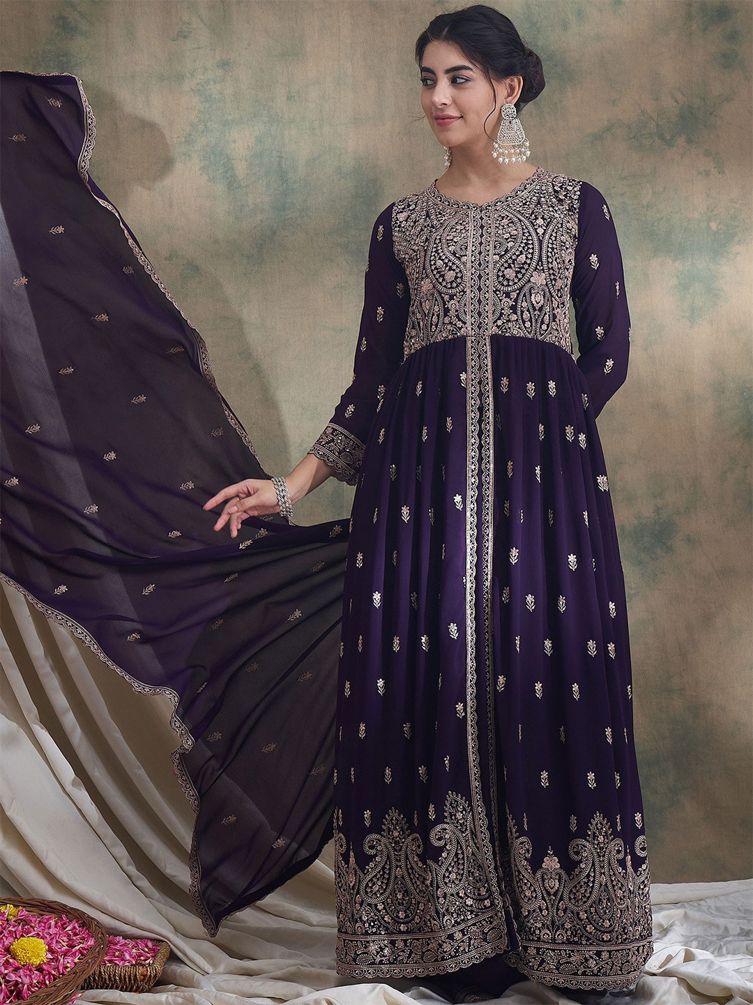 Miss Ethnik Alina Cut Embroidered Thread Work Ready to Wear Lehenga & Blouse With Dupatta