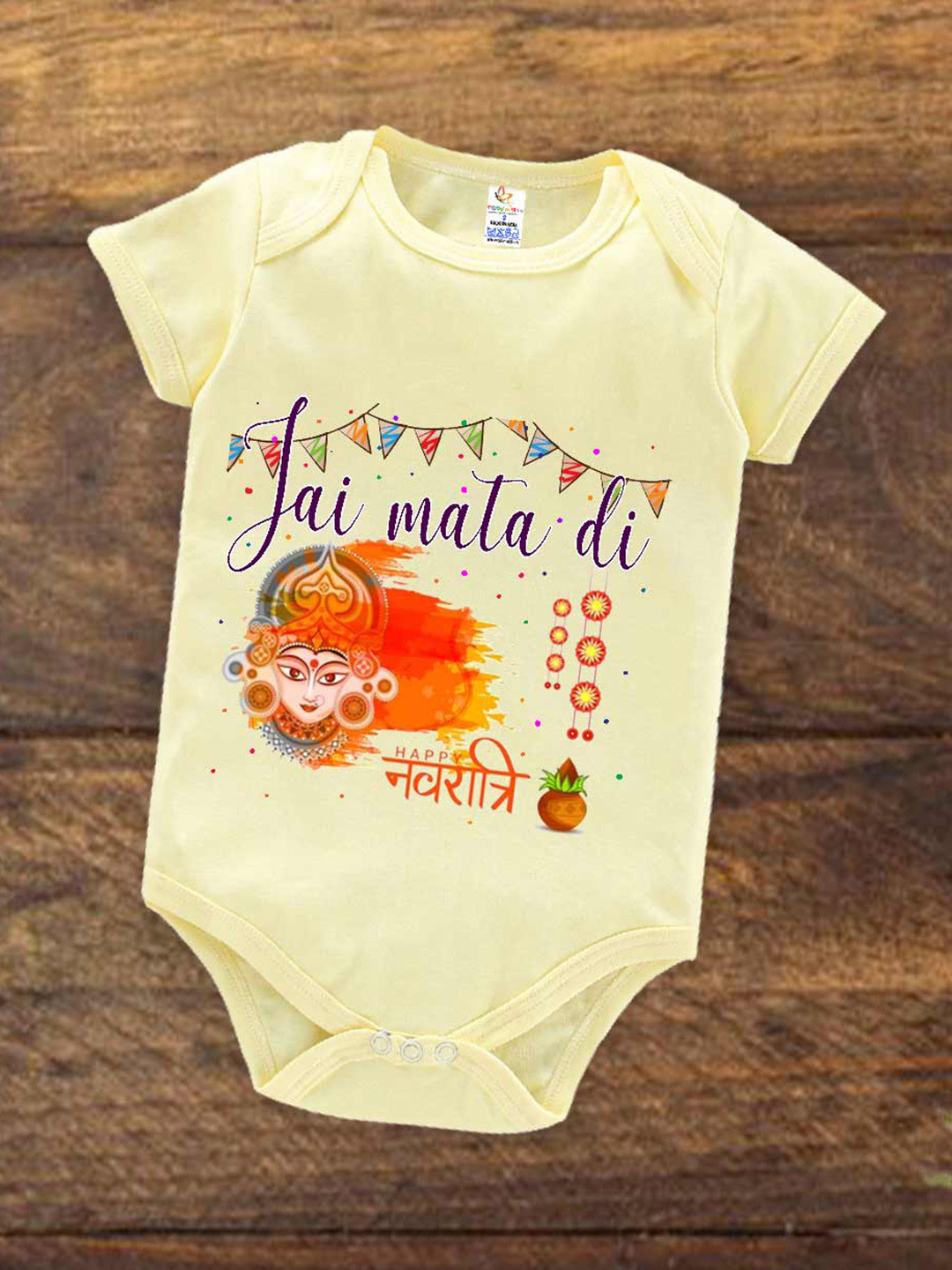 Babywish Unisex Navaratri Special Printed Cotton Bodysuit