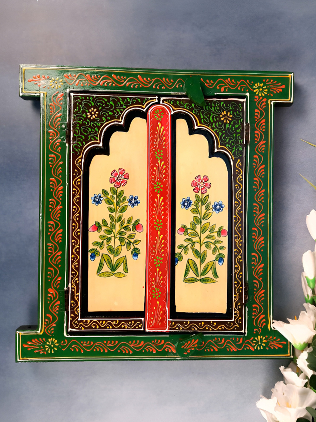 apka mart Jharokha Wood Floral Hanging Hall Jharokas-18.1In