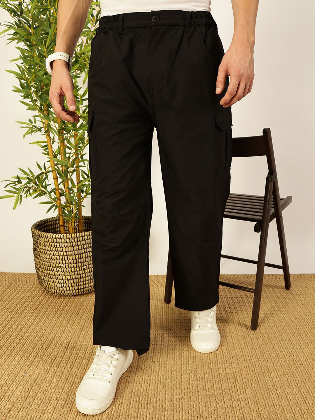 Thomas Scott Men Smart Loose Fit Wrinkle Free Cargos Trouser