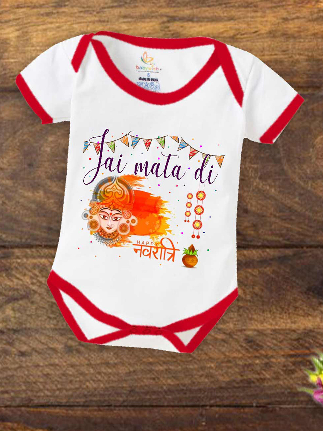 Babywish Unisex Navaratri Special Printed Cotton Bodysuit