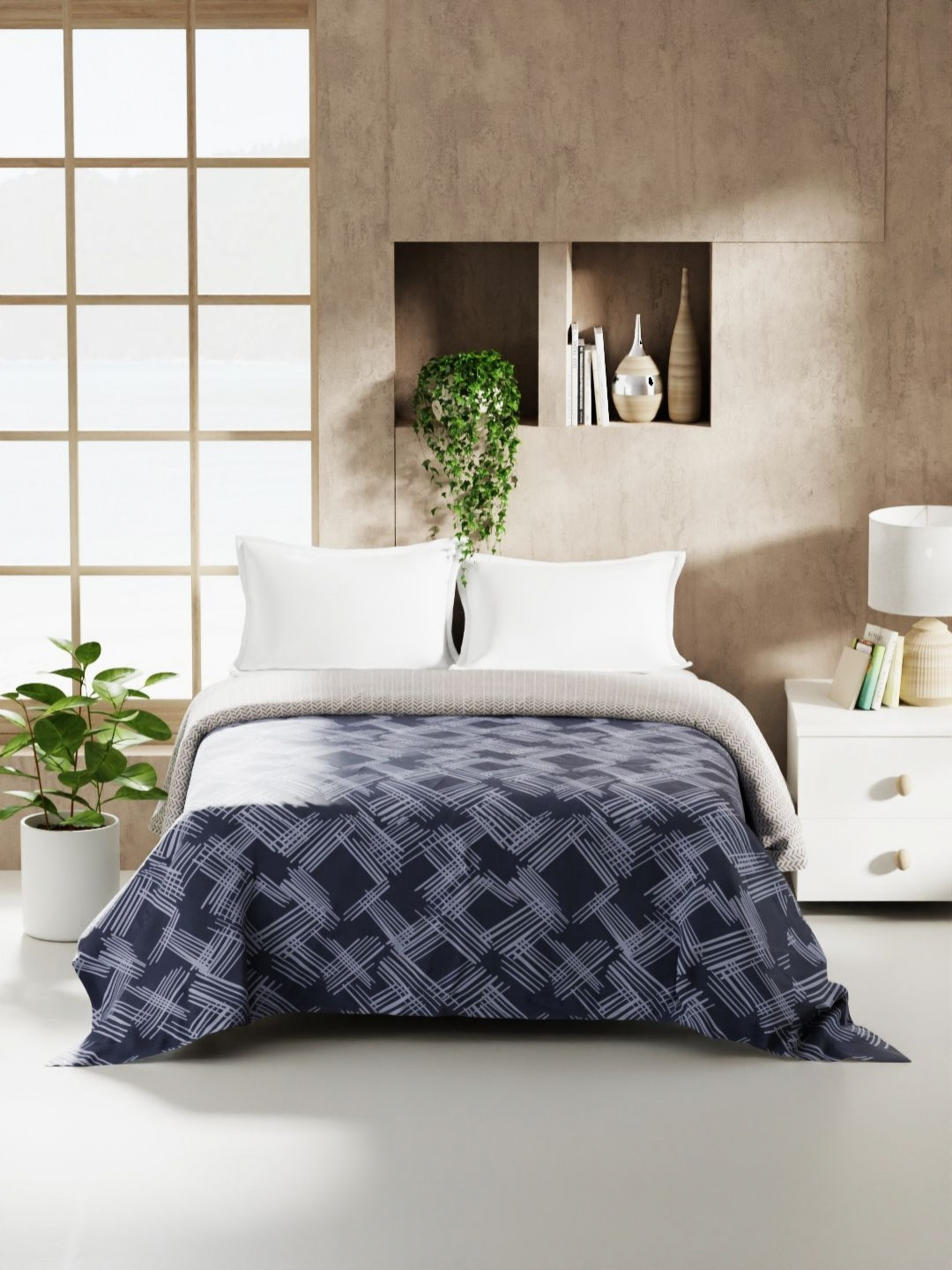 KOPA Monarca Purple Geometric Printed AC Room 120 GSM Double Bed Comforter