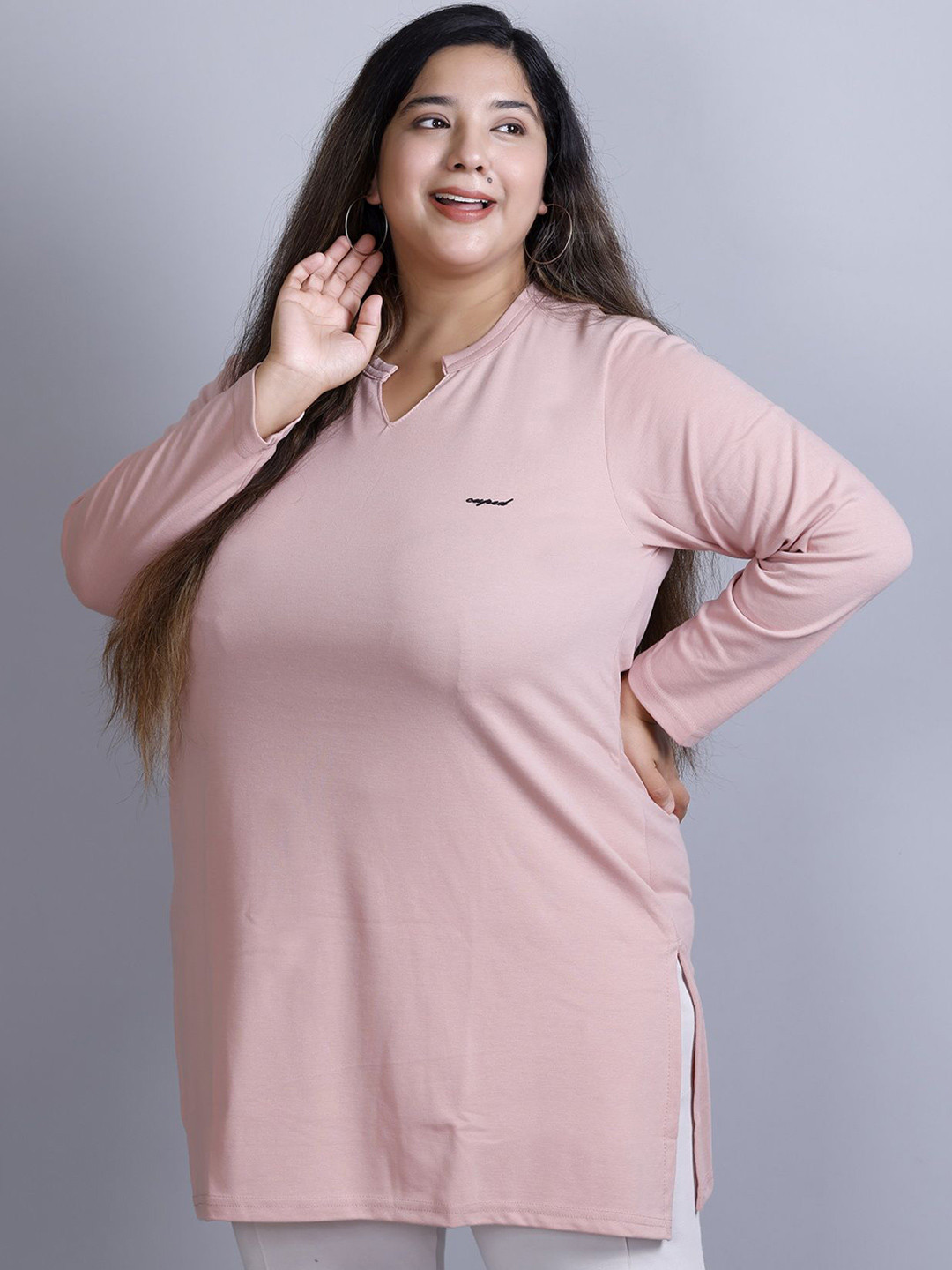 CUPID Women Solid V-Neck Cotton Top