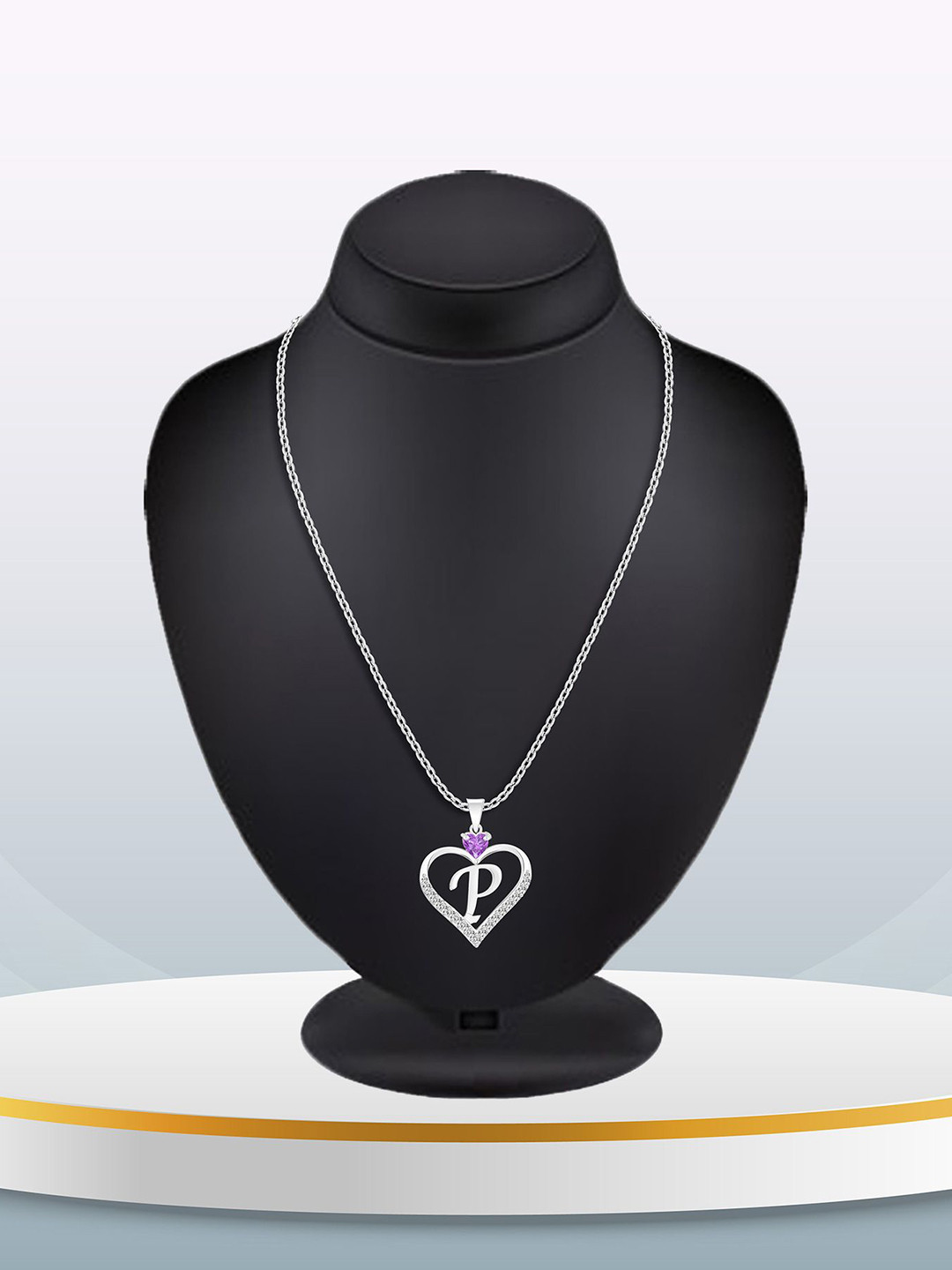 Heer Collection Silver-Plated Stainless Steel Cubic Zirconia Antique Pendants with Chain