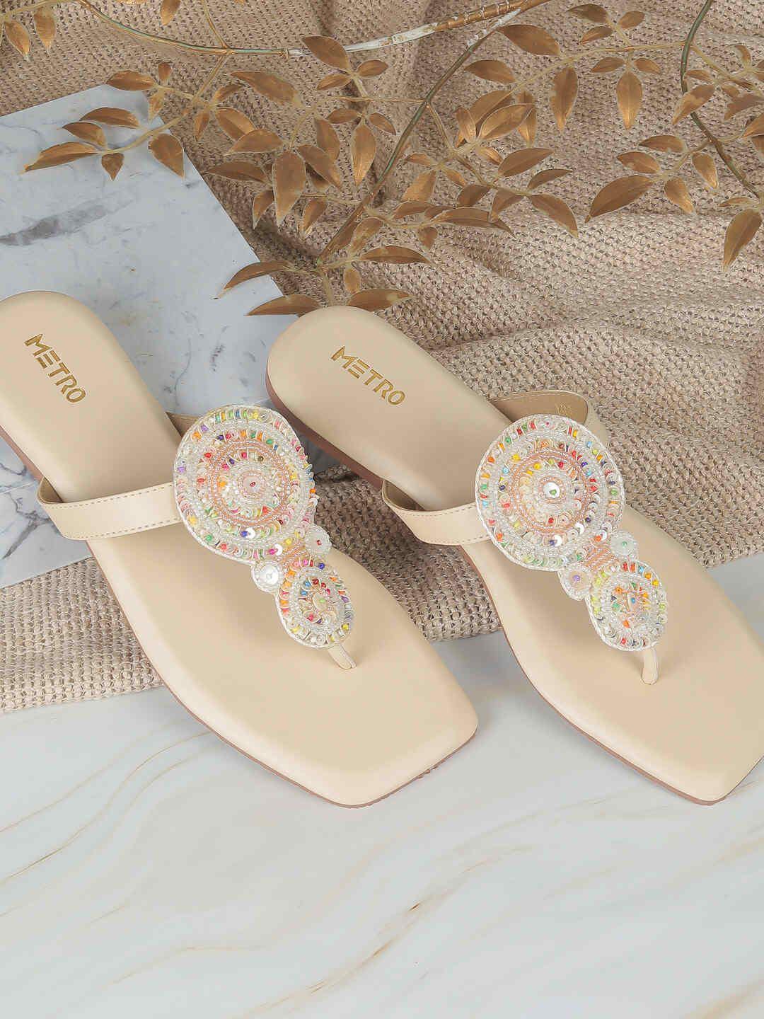 Metro Women Embelished Open Toe  Flats with Bows